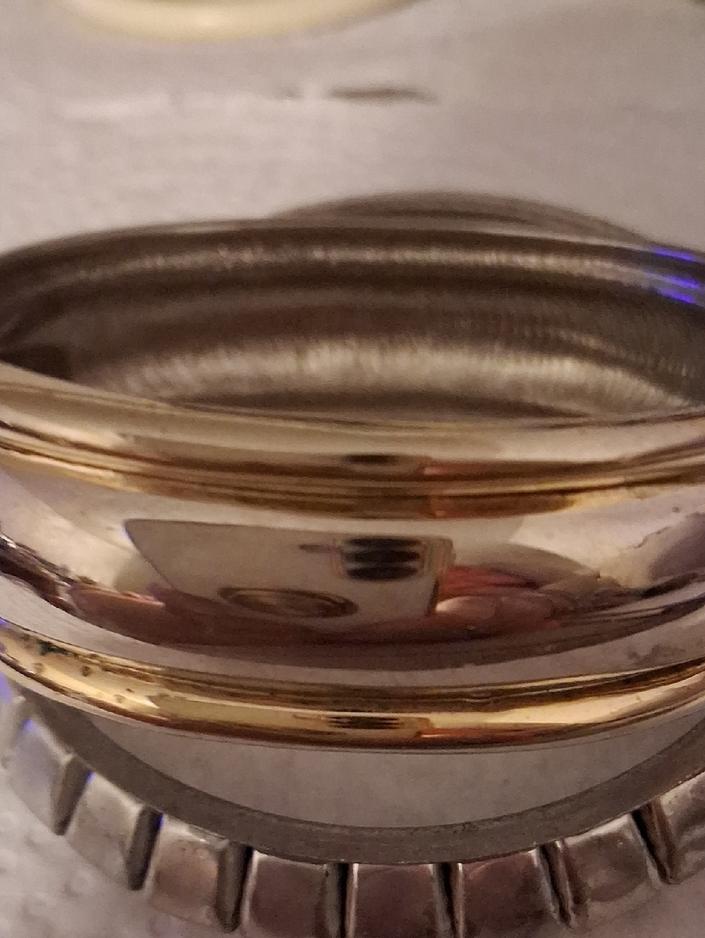 Two-Tone Domed Bangle Bracelet - Gold & Silver Shine